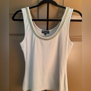 Generation Love Cream Ribbed Tank with Gold Chain Trim